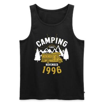 Birthday: Camping since November 1996 Motorhome - Men's Premium Organic Tank Top - black - Front - AI Model Male 178 light (178cm)