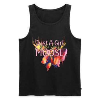 Nur ein Mädchen, das lustige Elchliebhaber liebt - Männer Premium Bio Tank Top - Schwarz - Vorne - AI Model Male 178 light (178cm)
