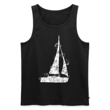 Sailing Sailboat - Men's Premium Organic Tank Top - black - Front - Michal (187cm)