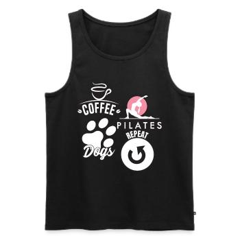 Coffee Pilates Dogs Repeat Funny Pilates - Men's Premium Organic Tank Top - black - Front - AI Model Male 178 light (178cm)