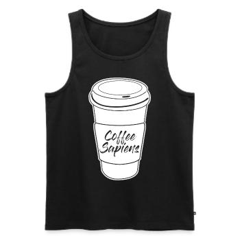 Coffee Sapiens Kaffeebecher - Männer Premium Bio Tank Top - Schwarz - Vorne - AI Model Male 178 light (178cm)