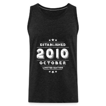 Birthday in October 2010 - October - Men's Premium Organic Tank Top - charcoal grey - Front - Alexander (188cm)