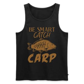 Carpe à la ligne disant Angel Fishing - Débardeur bio Premium Homme - noir - Devant - Michal (187cm)