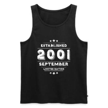 Anniversaire en septembre 2001 - septembre - Débardeur bio Premium Homme - noir - Devant - AI Model Male 178 light (178cm)