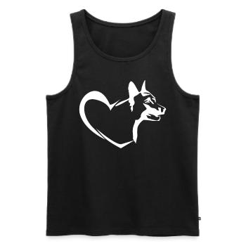 Belgian Molinois Heart Shepherd - Men's Premium Organic Tank Top - black - Front - Michal (187cm)