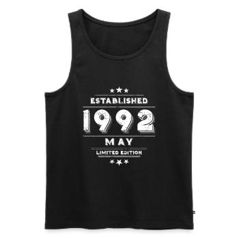 Anniversaire en mai 1992 - mai - Débardeur bio Premium Homme - noir - Devant - Michal (187cm)