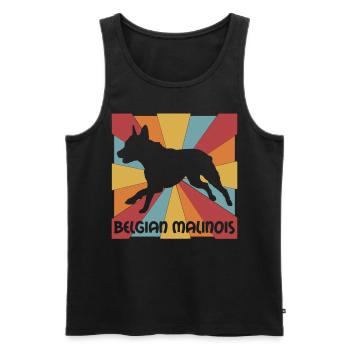 Belgian Molinois Retro Shepherd - Men's Premium Organic Tank Top - black - Front - Michal (187cm)