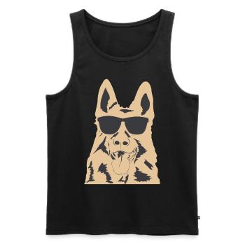 Belgian Molinois with Sunglasses - Männer Premium Bio Tank Top - Schwarz - Vorne - AI Model Male 178 light (178cm)