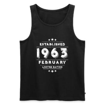 Anniversaire en février 1963 - février - Débardeur bio Premium Homme - noir - Devant - Michal (187cm)