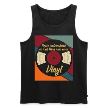 Vinyl Retro Vintage Record - Men's Premium Organic Tank Top - black - Front - Michal (187cm)