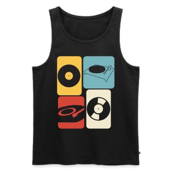 Schallplatte Retro Plattenspieler - Männer Premium Bio Tank Top - Schwarz - Vorne - Michal (187cm)