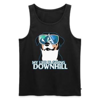 Ski Snowboard Dog with Ski Goggles Mountains - Men's Premium Organic Tank Top - black - Front - Michal (187cm)