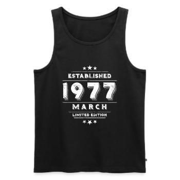 Anniversaire en mars 1977 - mars - Débardeur bio Premium Homme - noir - Devant - Michal (187cm)