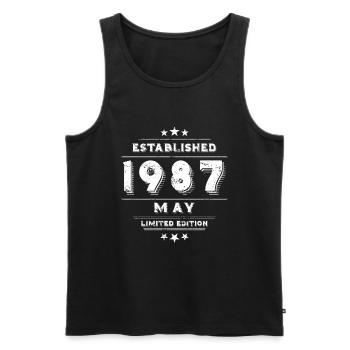 Anniversaire en mai 1987 - mai - Débardeur bio Premium Homme - noir - Devant - Michal (187cm)