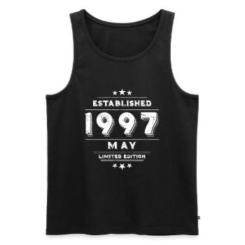 Anniversaire en mai 1997 - mai - Débardeur bio Premium Homme - noir - Devant - Michal (187cm)