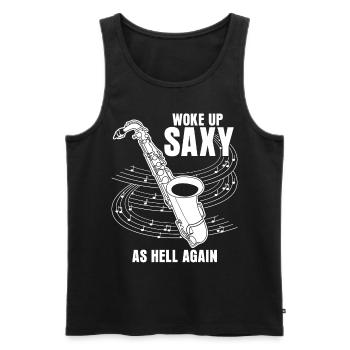 Saxophoniste Jazz Musique Saxophones Saxy - Débardeur bio Premium Homme - noir - Devant - Michal (187cm)