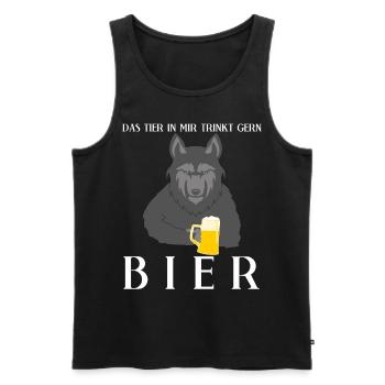 Wolf mit Bier Natur Wölfe - Männer Premium Bio Tank Top - Schwarz - Vorne - Michal (187cm)