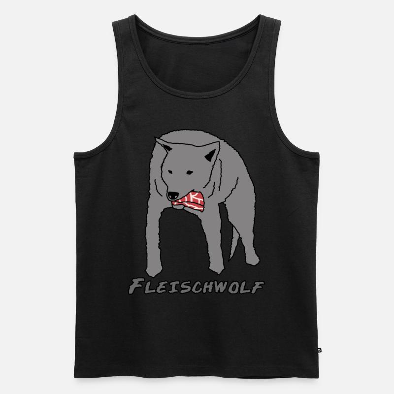 Wolf Grillen BBQ Steak Fleisch - Männer Premium Bio Tank Top - Schwarz