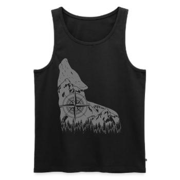 Wolf Wandern Berge Wald Wölfe Natur - Männer Premium Bio Tank Top - Schwarz - Vorne - Michal (187cm)