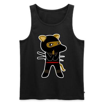 Ninja Chien Chiens Ninjas - Débardeur bio Premium Homme - noir - Devant - AI Model Male 178 light (178cm)