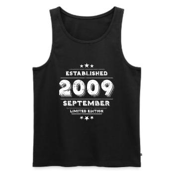 Birthday in September 2009 - September - Men's Premium Organic Tank Top - black - Front - AI Model Male 178 light (178cm)