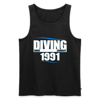 Taucher Geburtstag - Diving since January 1991 - Männer Premium Bio Tank Top - Schwarz - Vorne - Michal (187cm)