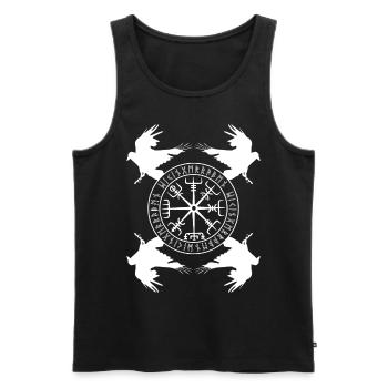 Vegvisir Corbeau Odhin Valhalla Vikings - Débardeur bio Premium Homme - noir - Devant - Michal (187cm)