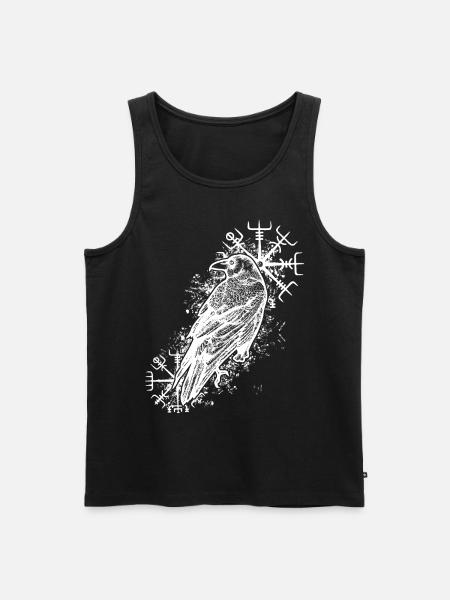 Raven Valhalla Viking Vegvisir - Men's Premium Organic Tank Top - black
