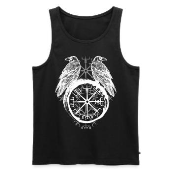 Raben Valhalla Wikinger Vegvisir Rabe - Männer Premium Bio Tank Top - Schwarz - Vorne - AI Model Male 178 light (178cm)