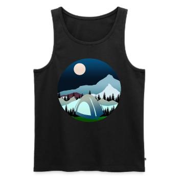 Hiking Camping Mountaineering Trekking - Men's Premium Organic Tank Top - black - Front - AI Model Male 178 light (178cm)