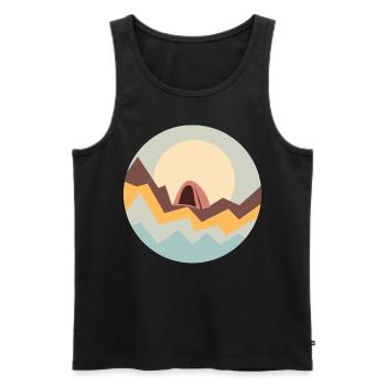 Mountaineering Trekking Hiking Camping - Men's Premium Organic Tank Top - black - Front - AI Model Male 178 light (178cm)