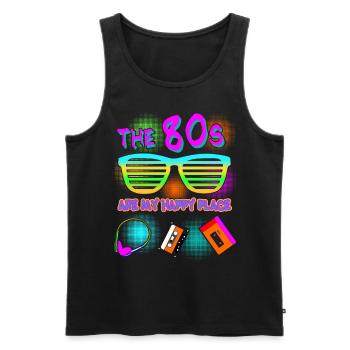 80s 1980 Disco Party 80s - Men's Premium Organic Tank Top - black - Front - AI Model Male 178 light (178cm)