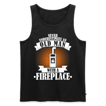 Fireplace Stove Woodburning stove Firewood - Men's Premium Organic Tank Top - black - Front - AI Model Male 178 light (178cm)