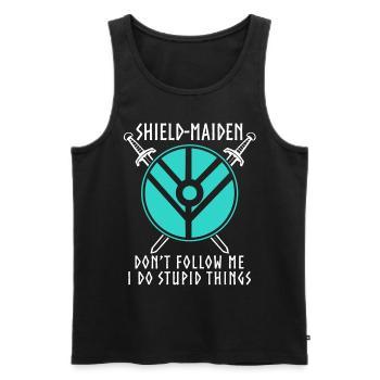 Schildmaid lustig Wikinger - Männer Premium Bio Tank Top - Schwarz - Vorne - Michal (187cm)