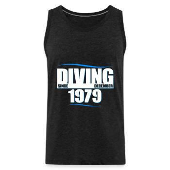 Taucher Geburtstag - Diving since December 1979 - Männer Premium Bio Tank Top - Anthrazit - Vorne - Alexander (188cm)