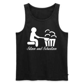 Sauna Schwitzen Saunisten Saunieren - Männer Premium Bio Tank Top - Schwarz - Vorne - AI Model Male 178 light (178cm)