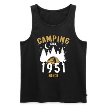 Anniversaire: Camping depuis mars 1951 Camping - Débardeur bio Premium Homme - noir - Devant - AI Model Male 178 light (178cm)