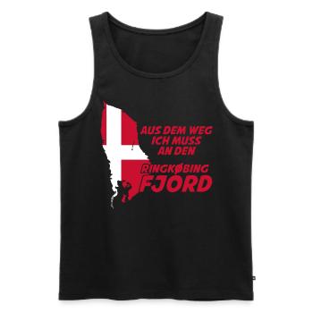 Ringkøbing Fjord Dänemark Flagge - Männer Premium Bio Tank Top - Schwarz - Vorne - AI Model Male 178 light (178cm)