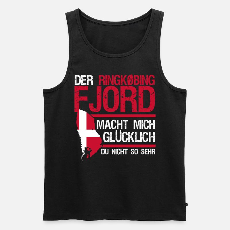 Ringkøbing Urlaub Flagge Dänemark - Männer Premium Bio Tank Top - Schwarz