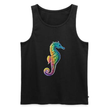 Buntes Seepferdchen - Unterwasser - Tauchen - Aqua - Männer Premium Bio Tank Top - Schwarz - Vorne - AI Model Male 178 light (178cm)