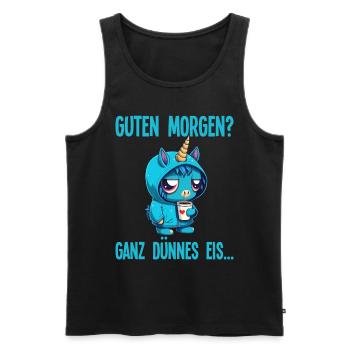 Guten Morgen Ganz dünnes Eis Lustiger Einhorn Kaff - Männer Premium Bio Tank Top - Schwarz - Vorne - AI Model Male 178 light (178cm)