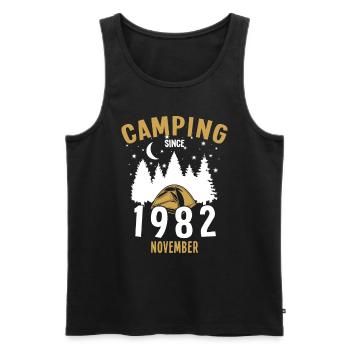 Anniversaire: Camping depuis novembre 1982 Camping - Débardeur bio Premium Homme - noir - Devant - AI Model Male 178 light (178cm)