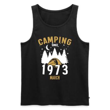 Anniversaire: Camping depuis mars 1973 Camping - Débardeur bio Premium Homme - noir - Devant - Michal (187cm)