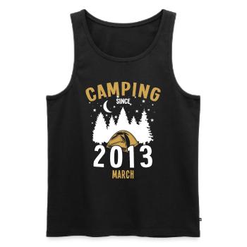Anniversaire: Camping depuis mars 2013 Camping - Débardeur bio Premium Homme - noir - Devant - AI Model Male 178 light (178cm)
