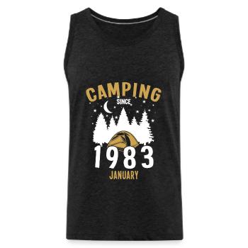 Anniversaire: Camping depuis janvier 1983 Camping - Débardeur bio Premium Homme - charbon - Devant - Alexander (188cm)