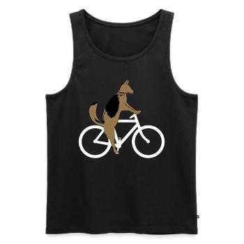 German Shepherd on bike - Men's Premium Organic Tank Top - black - Front - AI Model Male 178 light (178cm)