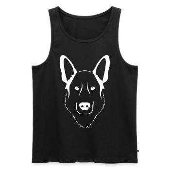 White Shepherd Dog Face Dogs - Men's Premium Organic Tank Top - black - Front - AI Model Male 178 light (178cm)