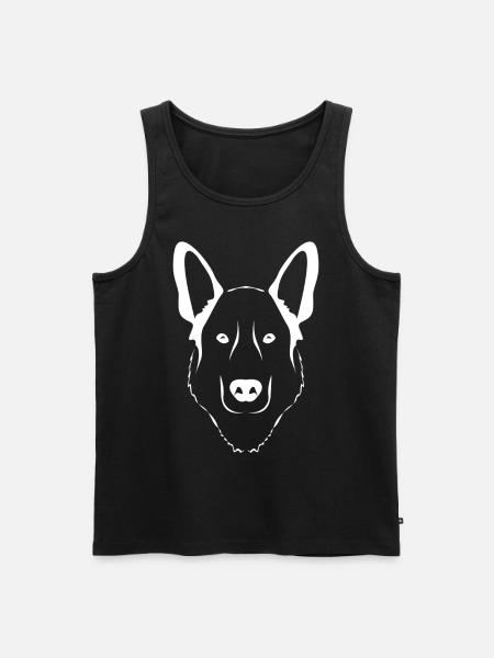 White Shepherd Dog Face Dogs - Men's Premium Organic Tank Top - black