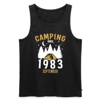 Anniversaire: Camping depuis septembre 1983 Camping - Débardeur bio Premium Homme - noir - Devant - AI Model Male 178 light (178cm)