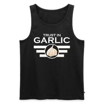 Trust in Garlic - Männer Premium Bio Tank Top - Schwarz - Vorne - AI Model Male 178 light (178cm)